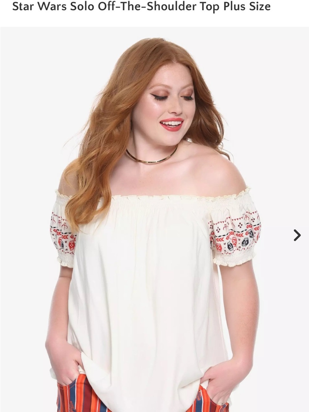 Star Wars Off-The-Shoulder Plus Size Top Tunic in Cream size 2X